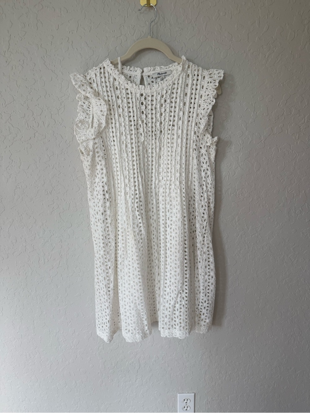 Madewell White Eyelet Ruffle-Trim Dress Small